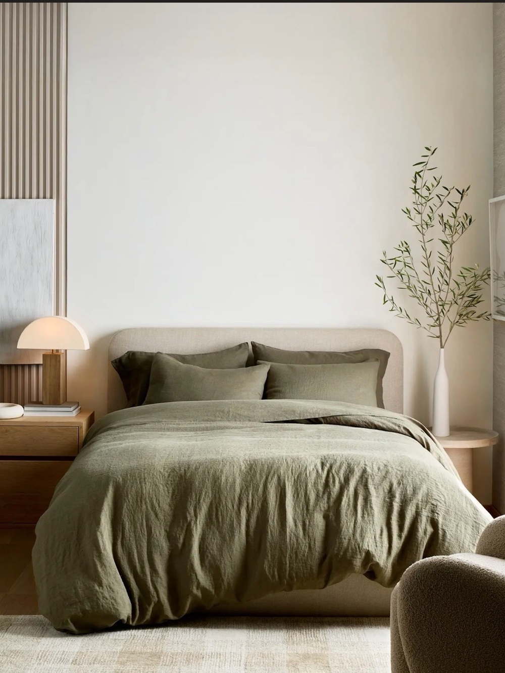 Quince Dusty Olive European Linen Duvet Cover Set